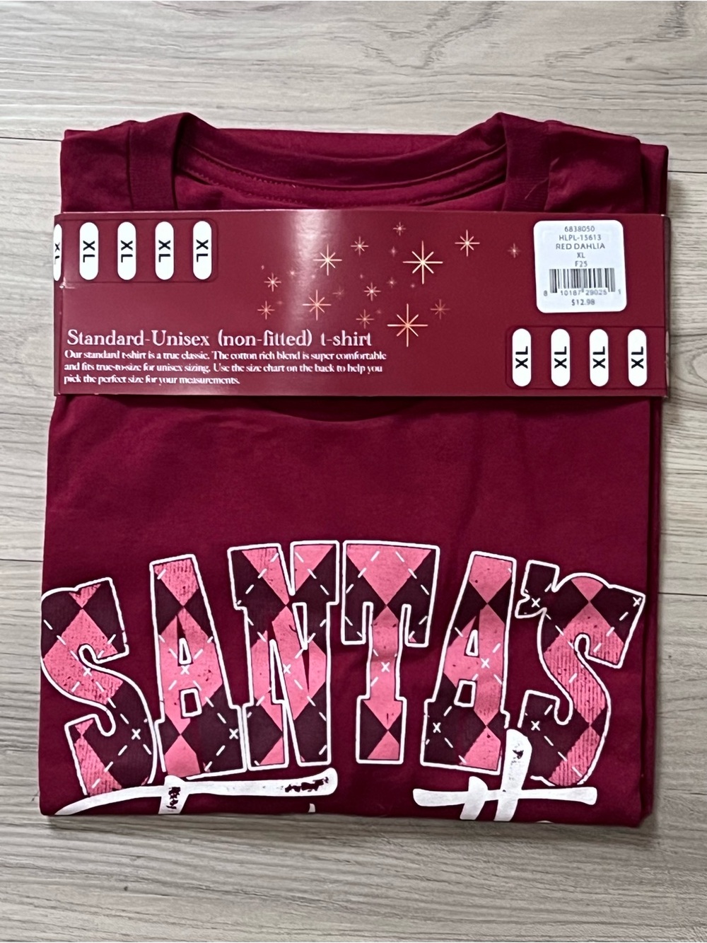 Women's Burgundy 'Santa's Favorite' Short Sleeve Tee - Picture 4 of 7